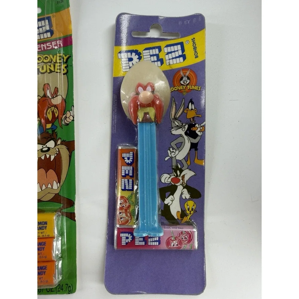 Vintage Looney Tunes PEZ Dispenser Lot 6 Sealed Carded Bugs Bunny Taz Sylvester